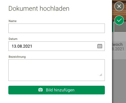 Screenshot Frontoffice Formularschublade Dokument hochladen