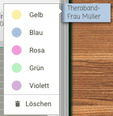 Screenshot Frontoffice Haftnotiz Termin löschen