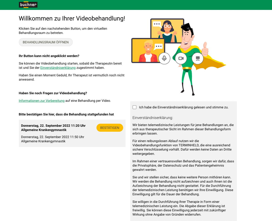 Videobehandlung virtuelles Wartezimmer