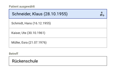 Screenshot Frontoffice Termine Gruppentermin ausgefüllt