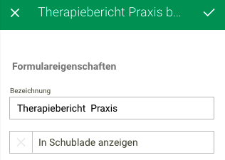 Screenshot Menü Dokumentation Formulare Therapiebericht deaktivieren