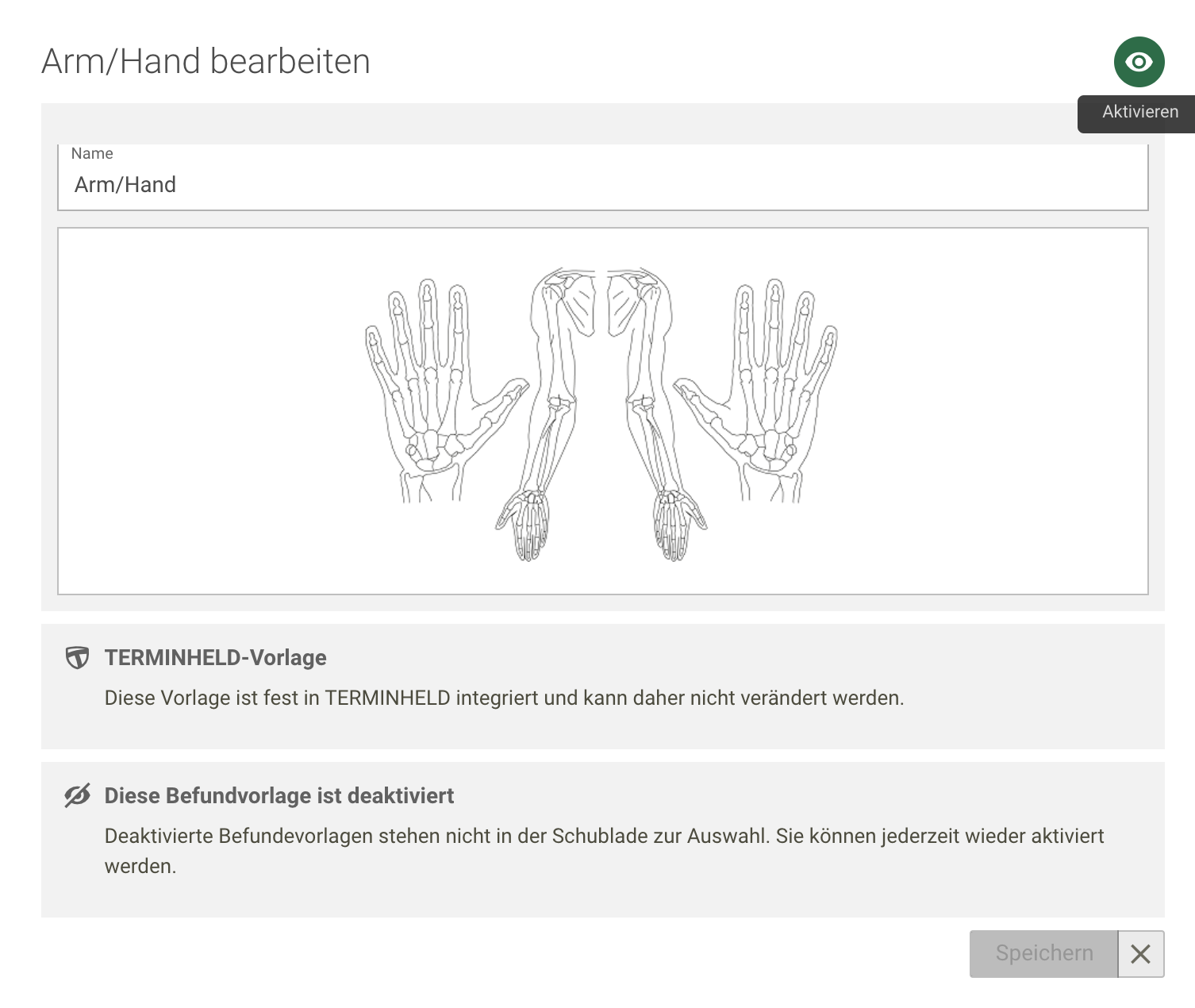 Screenshot Menü Dokumentation graphischen Befund aktivieren