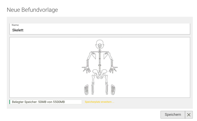 Screenshot Menü Dokumentation graphischer Befund eingesetzt