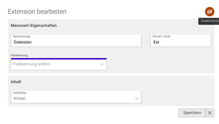 Screenshot Menü Dokumentation Messwerte-deaktivieren-Button durchgestrichenes Auge