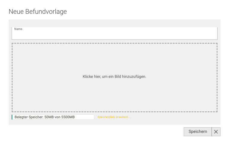 Screenshot Menü Dokumentation neuer graphischer Befund