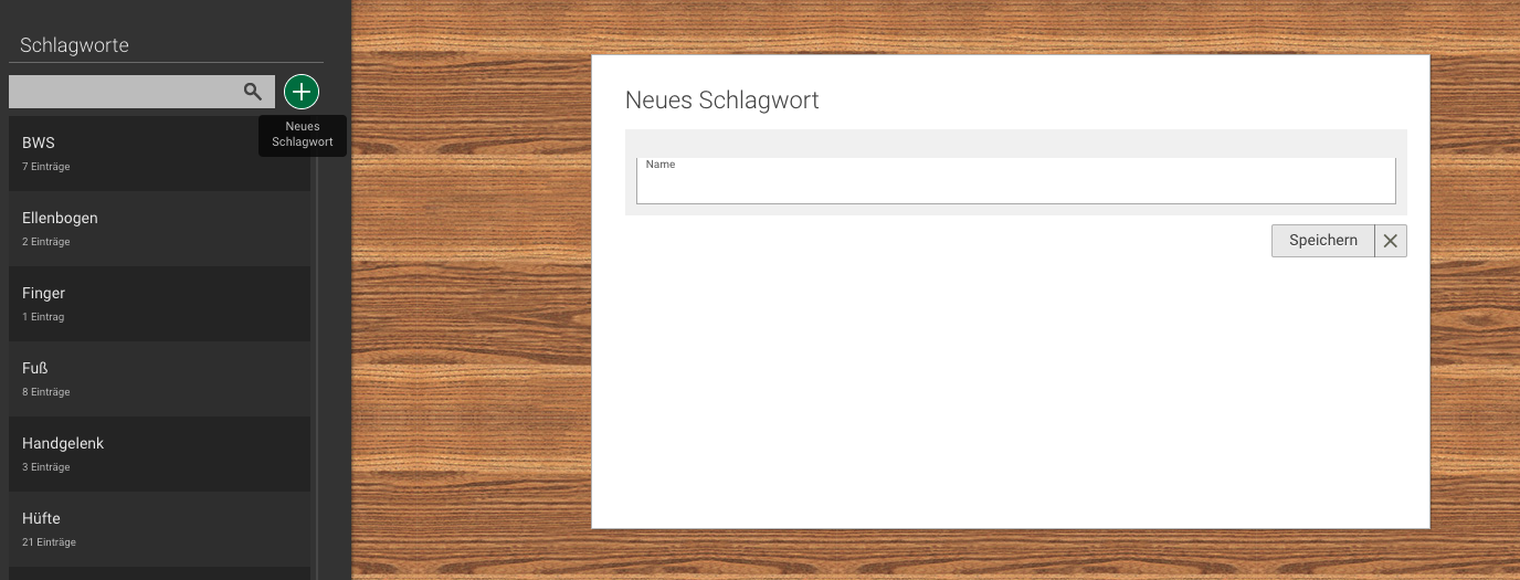 Screenshot Menü Dokumentation Schlagworte