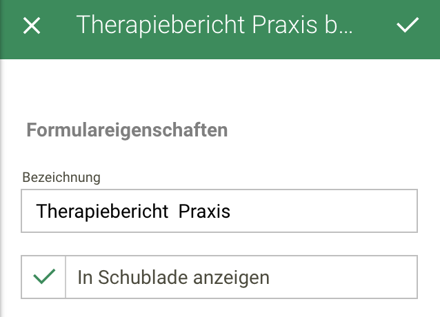 Screenshot Menü Dokumentation Therapiebericht aktivieren