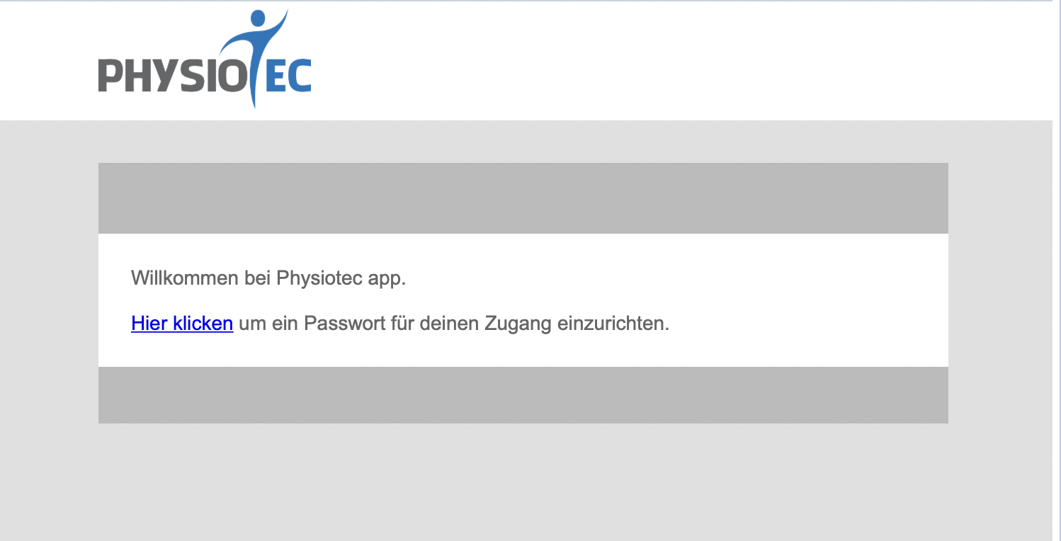 Screenshot Menü Erweiterungen PhysioTec E-Mail
