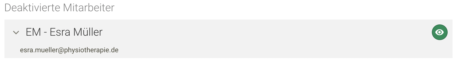 Screenshot Menü Mitarbeiterverwaltung Mitarbeiter aktivieren