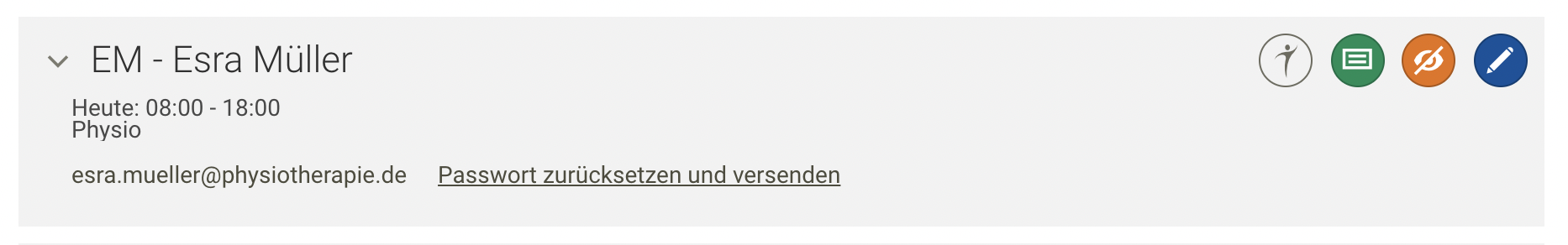 Screenshot Menü Mitarbeiterverwaltung Mitarbeiter bearbeiten