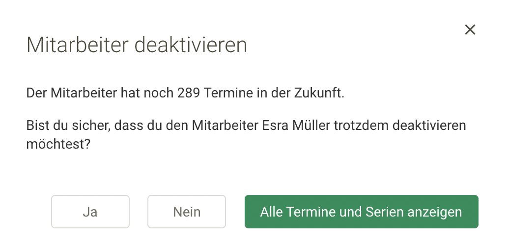 Screenshot Menü Mitarbeiterverwaltung Mitarbeiter-Deaktivierung bestätigen