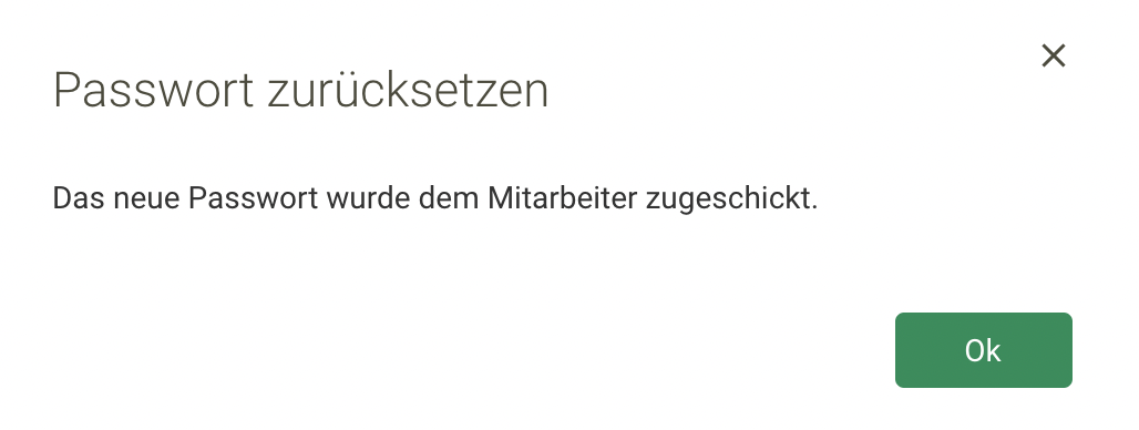 Screenshot Menü Mitarbeiterverwaltung Passwort zurücksetzen