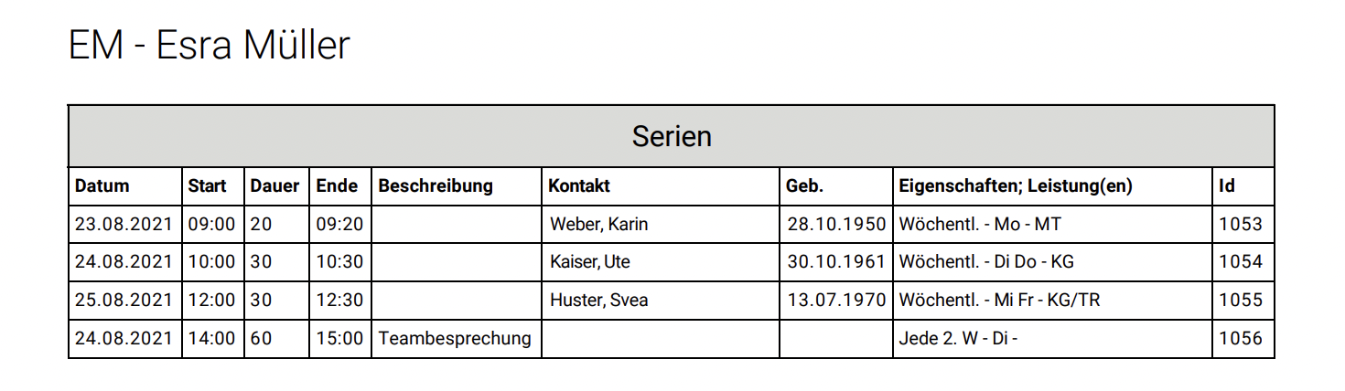 Screenshot Menü Mitarbeiterverwaltung Termine anzeigen PDF