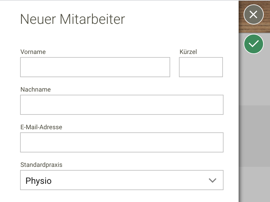 Screenshot Menü neuer Mitarbeiter
