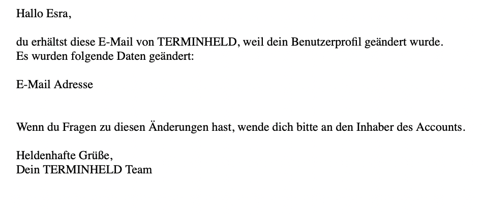 Screenshot Menü Mitarbeiterverwaltung E-Mail E-Mail-Adresse geändert