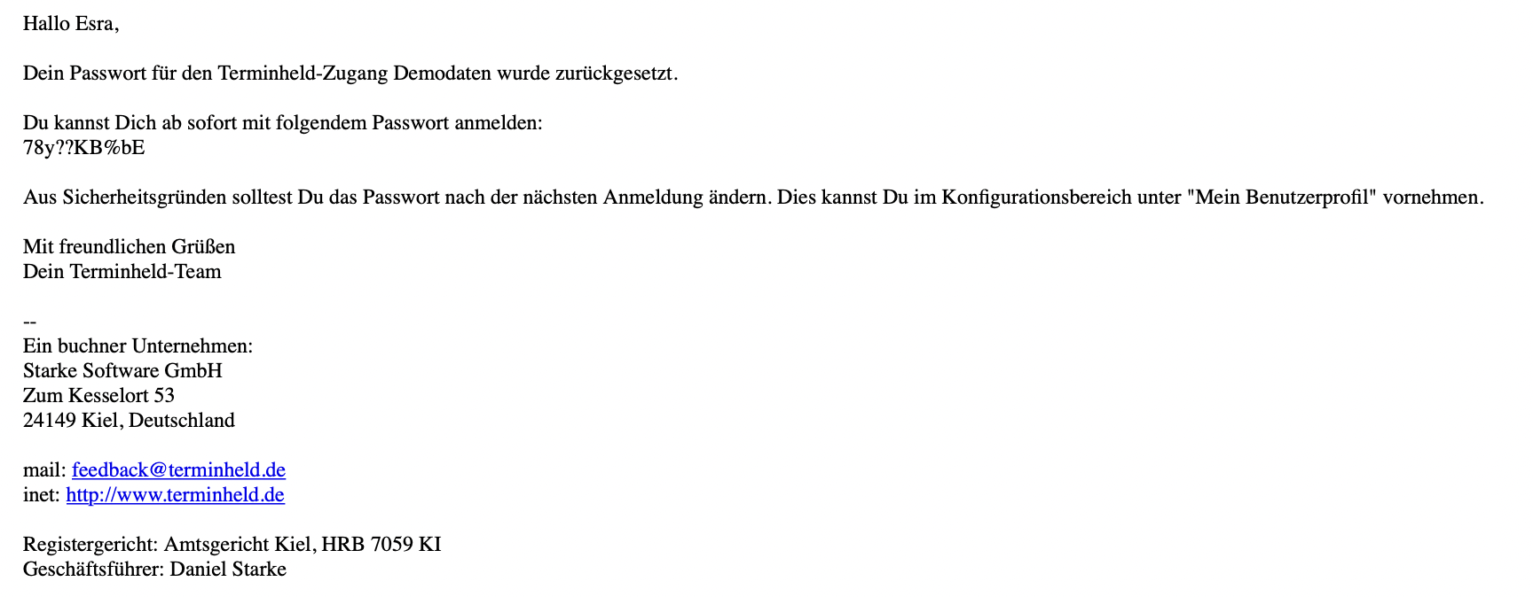 Screenshot Menü Mitarbeiterverwaltung E-Mail Passwort-Änderung