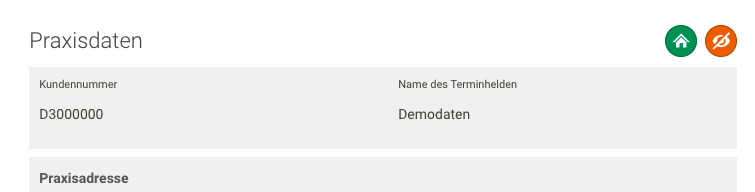 Screenshot Menü Praxisverwaltung Praxisdaten Hauptstandort ändern