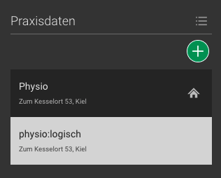 Screenshot Menü Praxisverwaltung Praxisdaten Standorte
