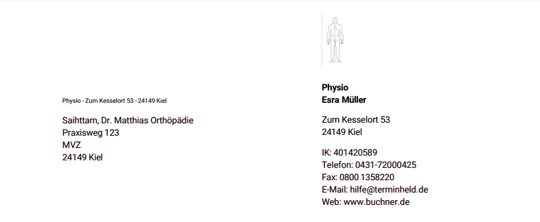 Screenshot Menü Praxisverwaltung Praxisdaten Therapiebericht