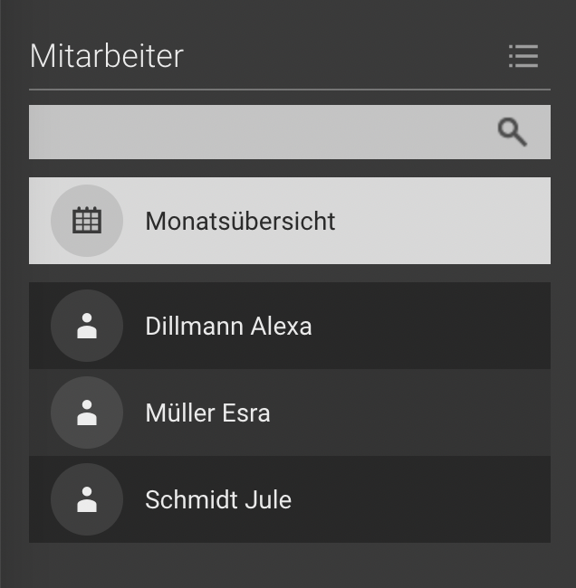 Screenshot Menü Stundenzettel Backoffice