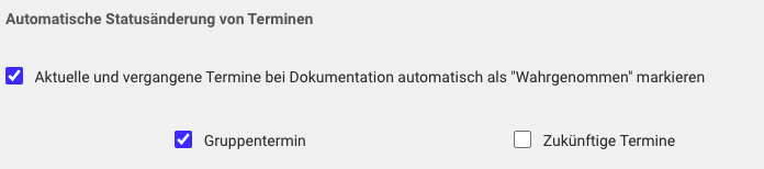Screenshot Menü Terminplanung automatische Statusänderung