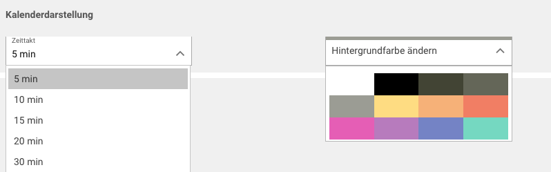 Screenshot Menü Terminplanung Kalenderdarstellung
