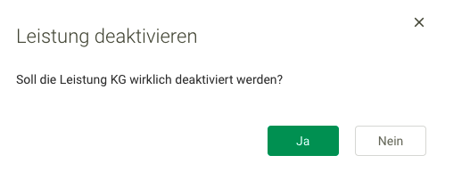 Screenshot Menü Terminplanung Leistung deaktivieren Ja-Button
