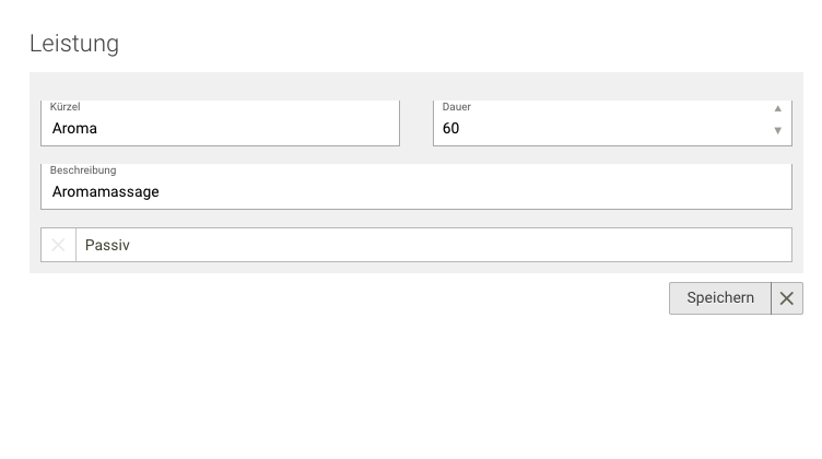 Screenshot Menü Terminplanung Leistungskatalog eigene Leistung